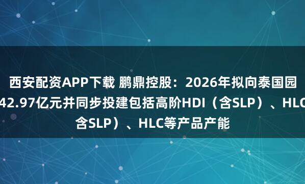 西安配资APP下载 鹏鼎控股：2026年拟向泰国园区投资合计42.97亿元并同步投建包括高阶HDI（含SLP）、HLC等产品产能
